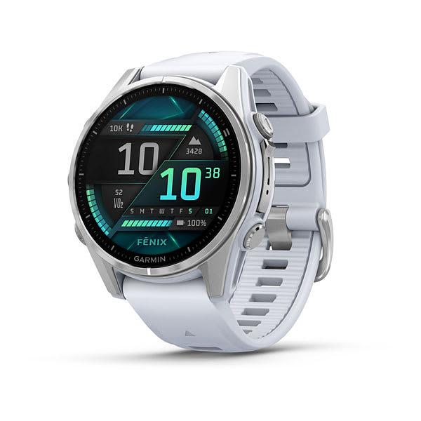 Garmin Fenix 8 43Mm, Glass, Bare Ss/Whitestone, Whitestone Band,Sea (Amoled)