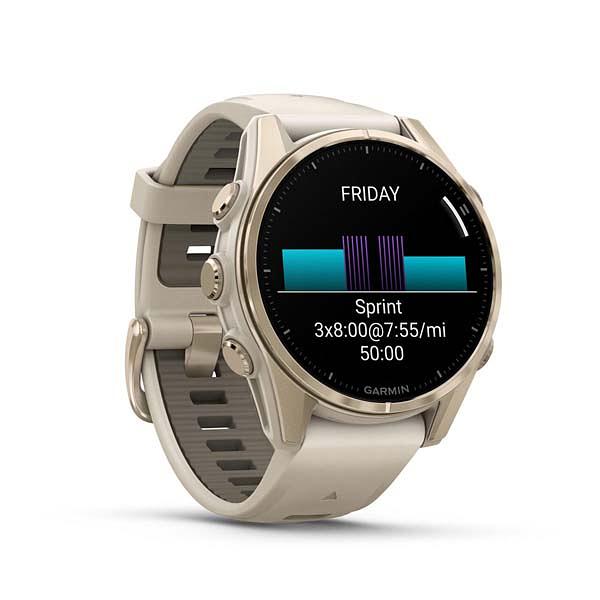 Garmin Fenix 8 43Mm, Glass, Bare Ss/Whitestone, Whitestone Band,Sea (Amoled)
