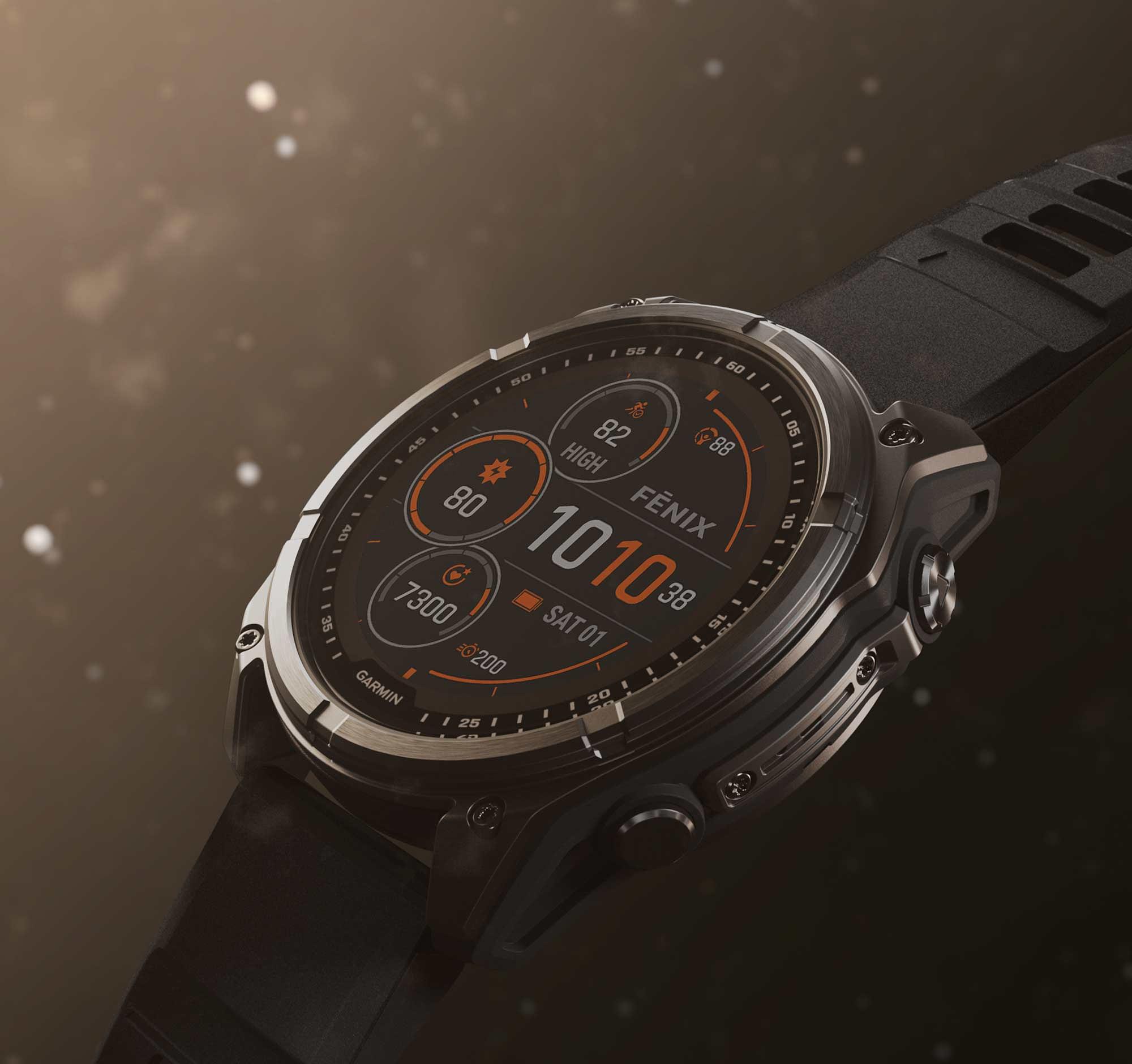 Garmin Fenix 8 47Mm,Saph Solar,Crbngry Ti/Bk,Blkpblgrybd (Sapphire Solar)